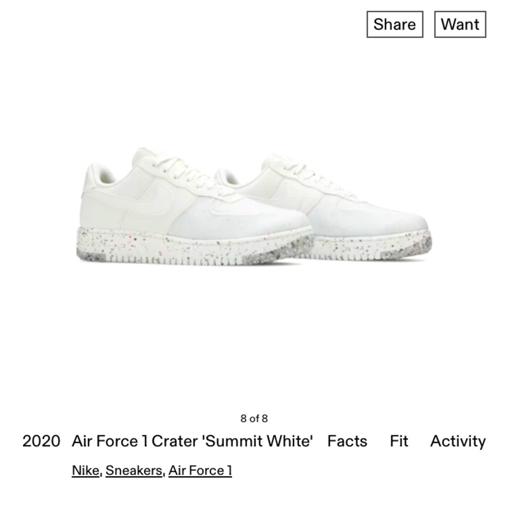 Nike Air Force 1 Crater, summit white. Women’s 8.5 NIB original